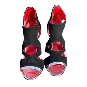 CHARLES JOURDAN PARIS Diva High Heel Shoes Womens Size 6.5 Black Suede Mirror